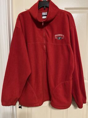 Vintage 90s Georgia Bulldogs TSI Sportswear 1/4 Zip Fleece Pullover L Red UGA